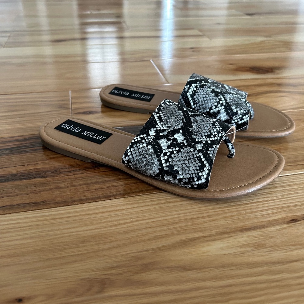 Olivia Miller - Black Animal Print Sandals - NWOT